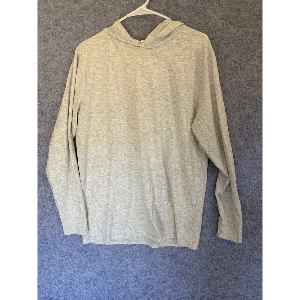 XRAY JEANS Mens Large Gray Heather Long Sleeve Hooded Tee Premium Cotton Stretch